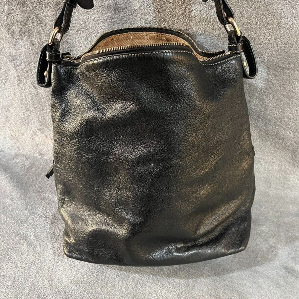 VTG Dooney & Bourke Womens Dillen Large Shoulder Hobo Bag Black Pebbled Leather - Picture 3 of 16